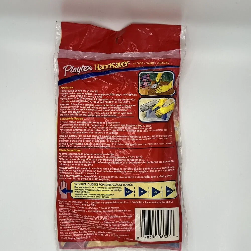1 Pair Playtex HandSaver Gloves Medium 2008 Yellow Brand‎ New
